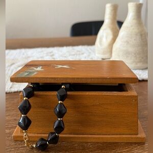 Vintage Wooden Handcrafted Box with Painted Seagulls